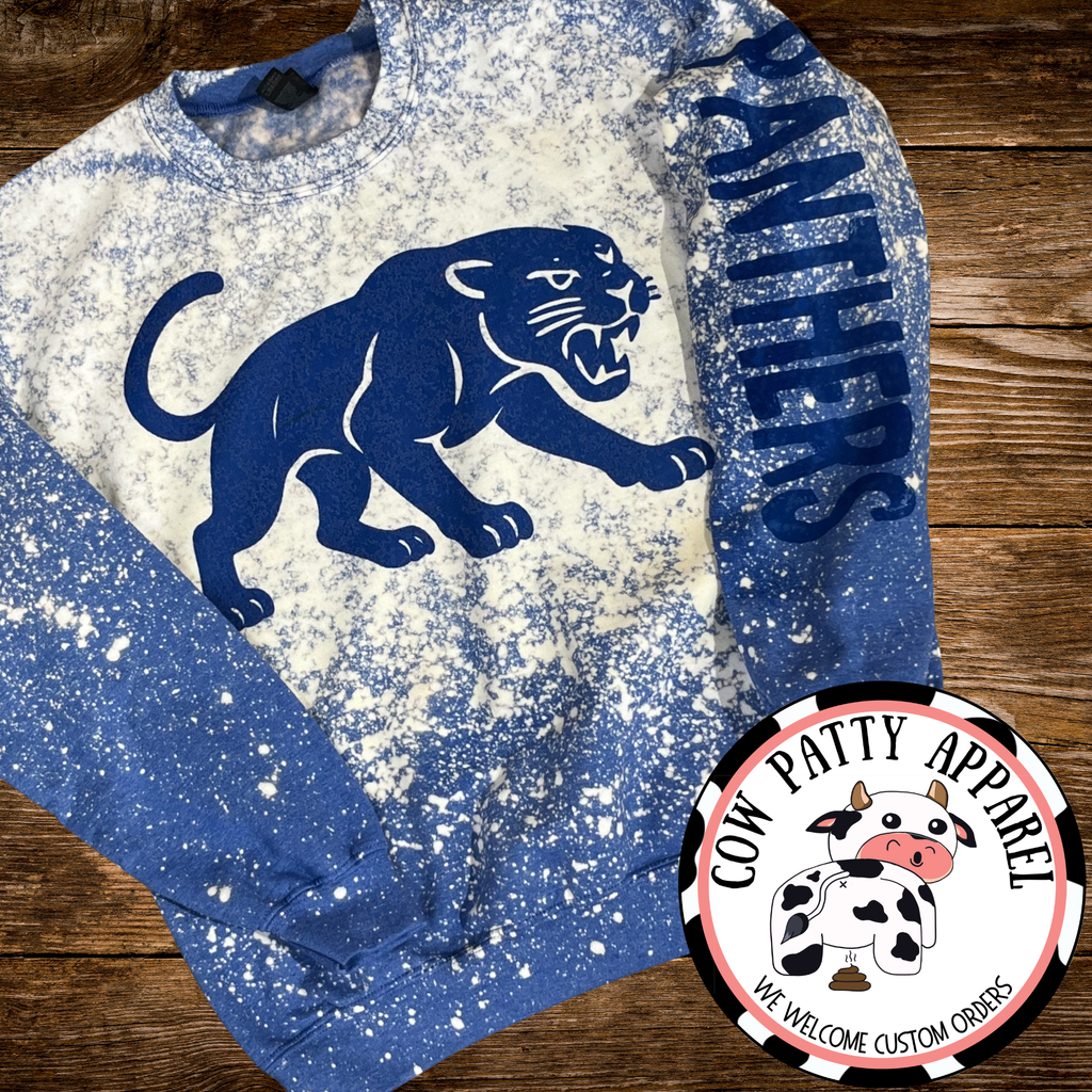 School Mascot-Bleached Crewneck Sweatshirt Brush Font