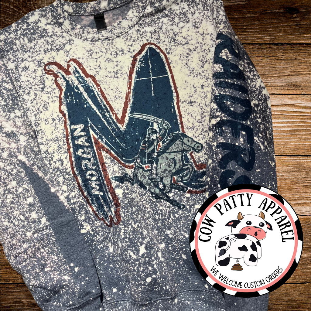 School Mascot-Bleached Crewneck Sweatshirt Brush Font