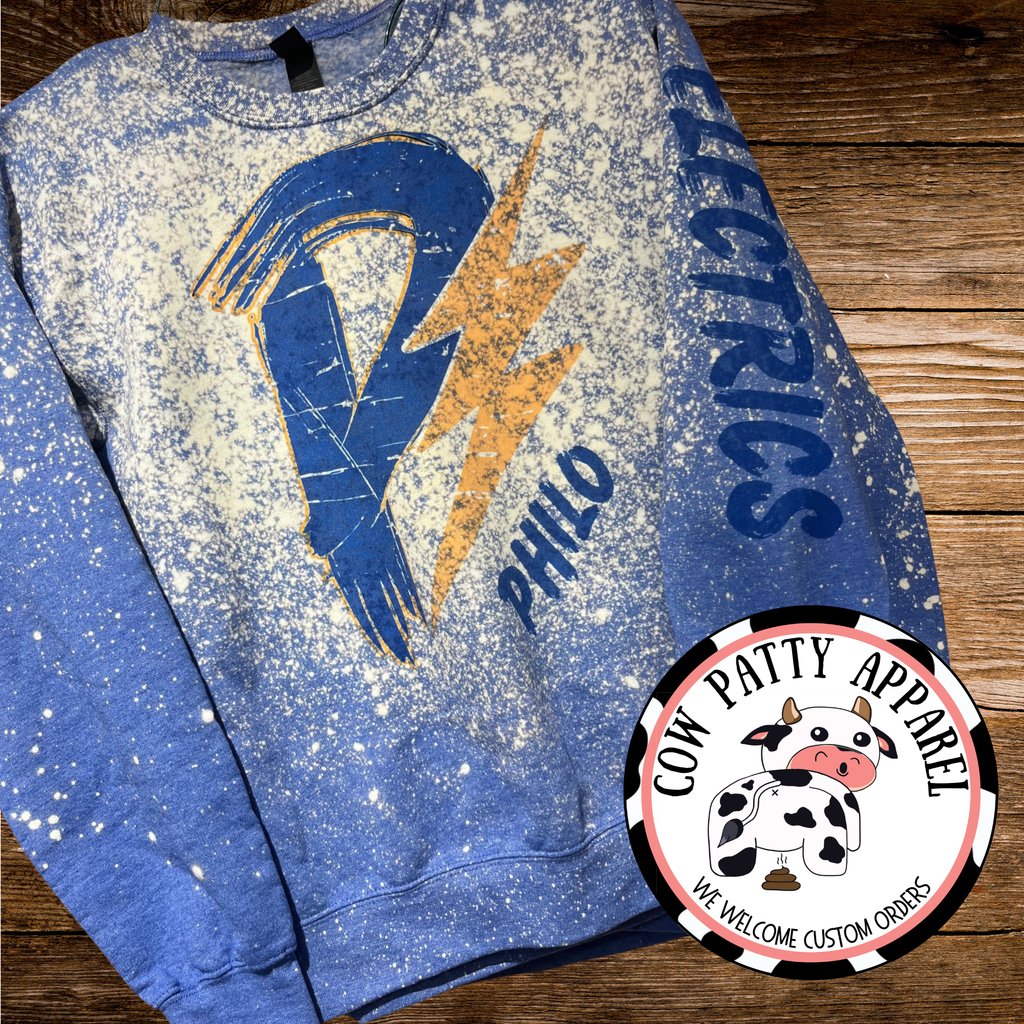 School Mascot-Bleached Crewneck Sweatshirt Brush Font