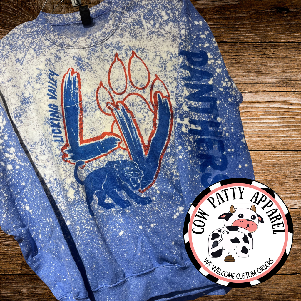 School Mascot-Bleached Crewneck Sweatshirt Brush Font
