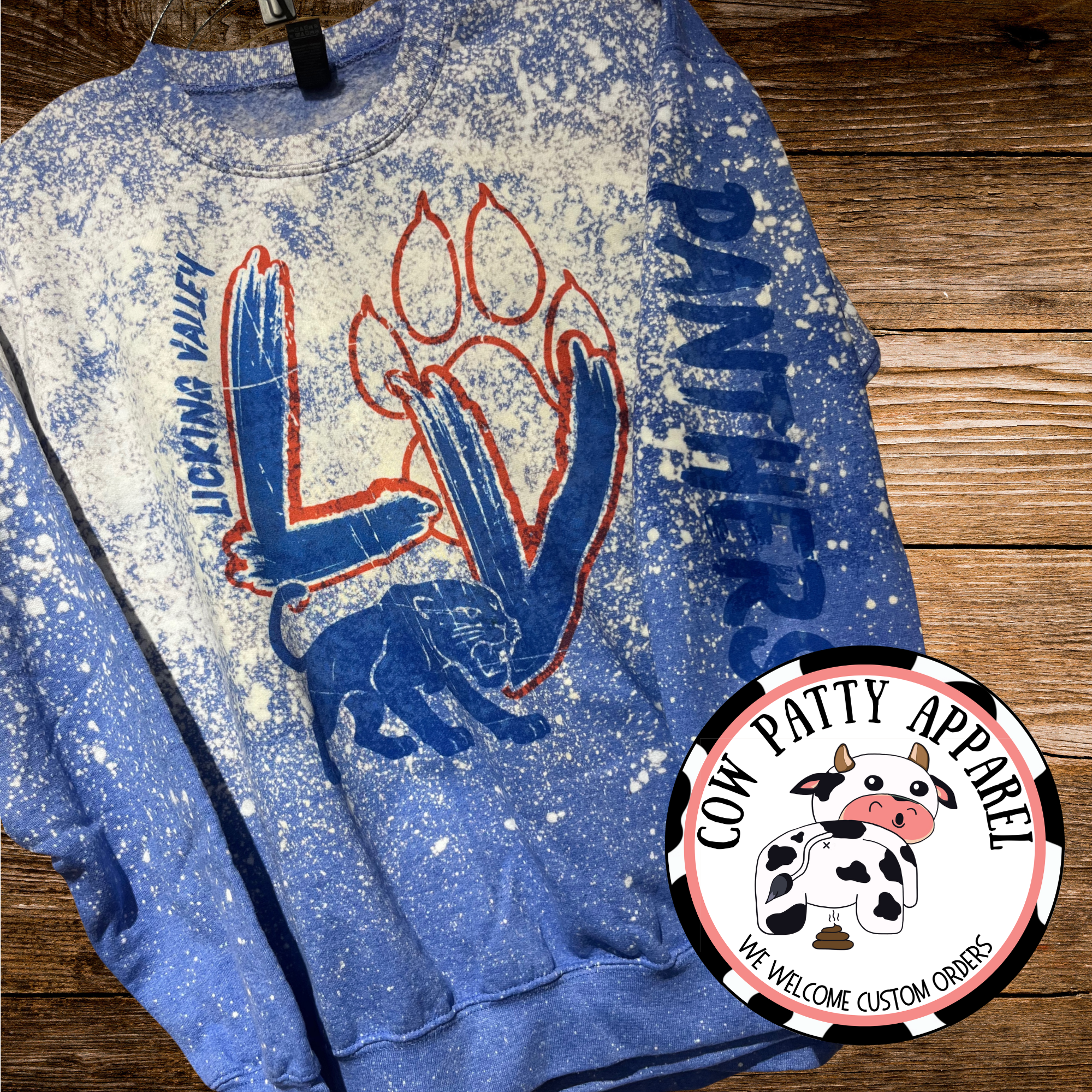 School Mascot-Bleached Crewneck Sweatshirt Brush Font