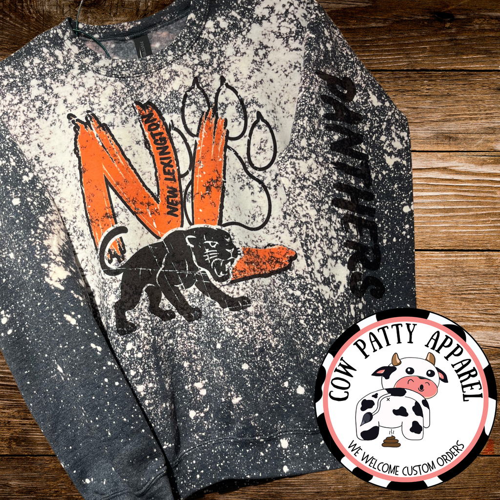 School Mascot-Bleached Crewneck Sweatshirt Brush Font