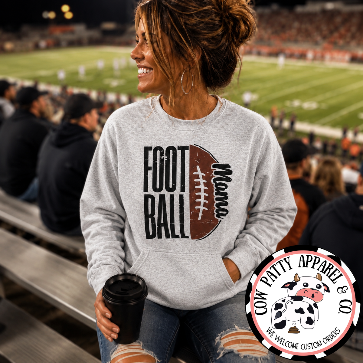 Football Mama Crewneck with Pocket--CUSTOMIZABLE NAME
