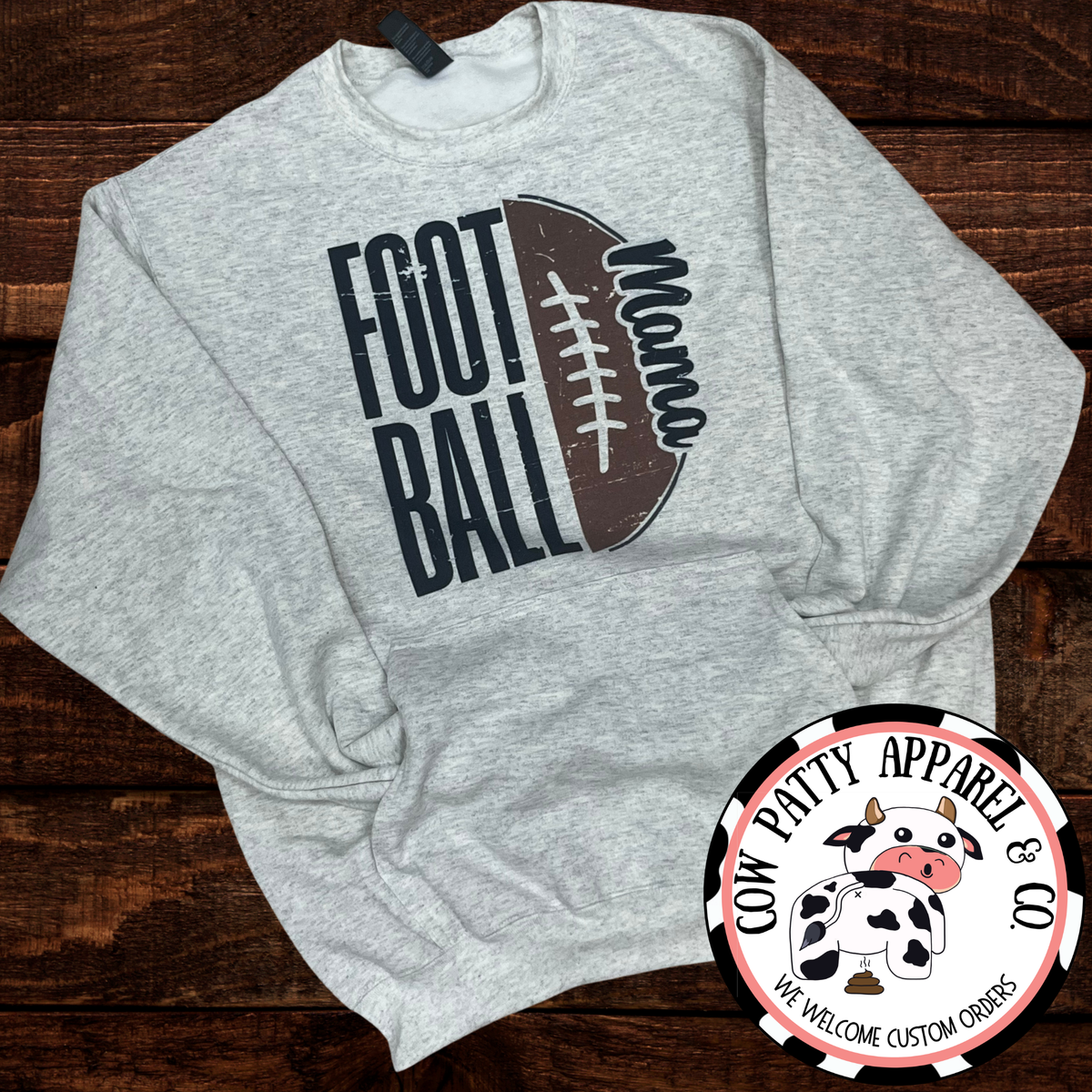 Football Mama Crewneck with Pocket--CUSTOMIZABLE NAME